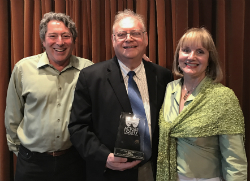 Equity member David Ellenstein, Artistic Director of North Coast Repertory, Jay C. Sarno with his Lucy Jordan Award, and Jay's wife Julie Sarno