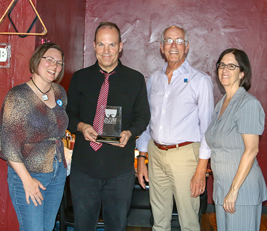 Lucy Jordan Award Recipient John Moore (holding plaque) with presenter (l-r) Erin Joy Swank, Western Regional VP Doug Carfrae and Western Regional Director Gail Gabler