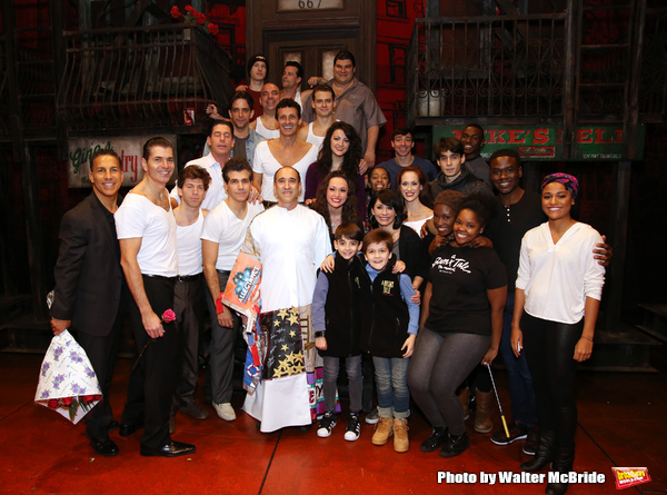 Jonathan Brody with fellow cast members of A Bronx Tale. Photo by Walter McBride.