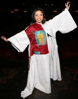 Catherine Ricafort receives the Gypsy Robe for Miss Saigon.