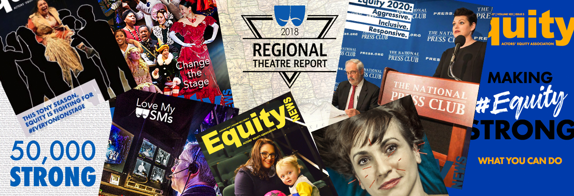 A collage of Equity News Magazine covers